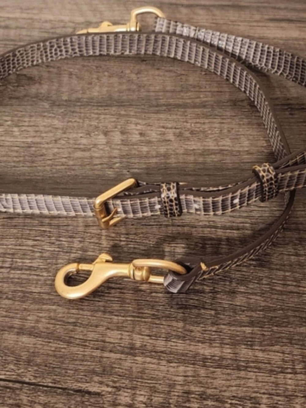 Vintage Dooney&Bourke Embossed Snakeskin Brown&Gold Handbag STRAP ONLY